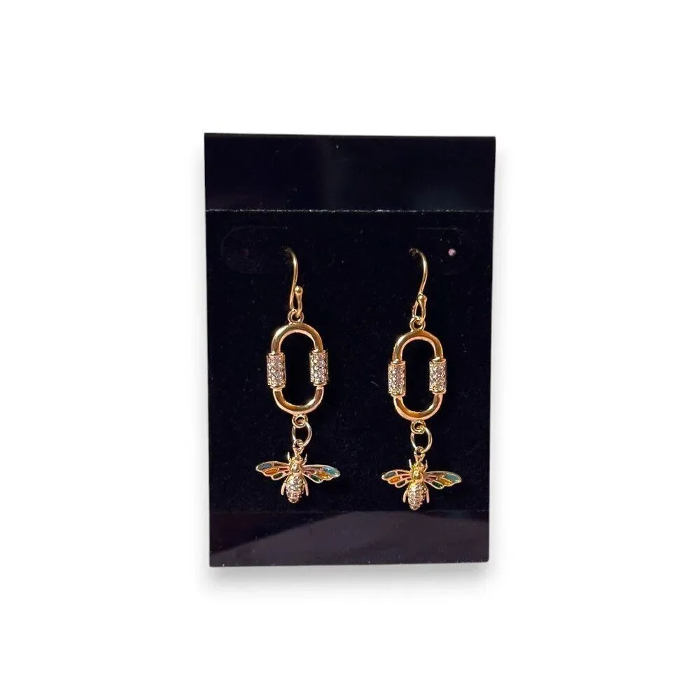 Gold Filled Paper Clip Bee Earrings Gold Filled Ear Wires - Picture 8 of 8